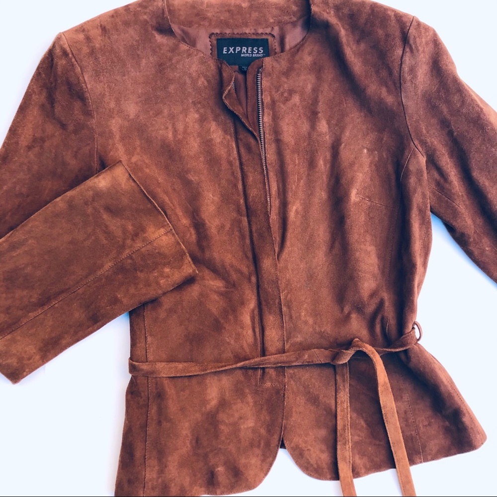 Express cropped suede jacket
